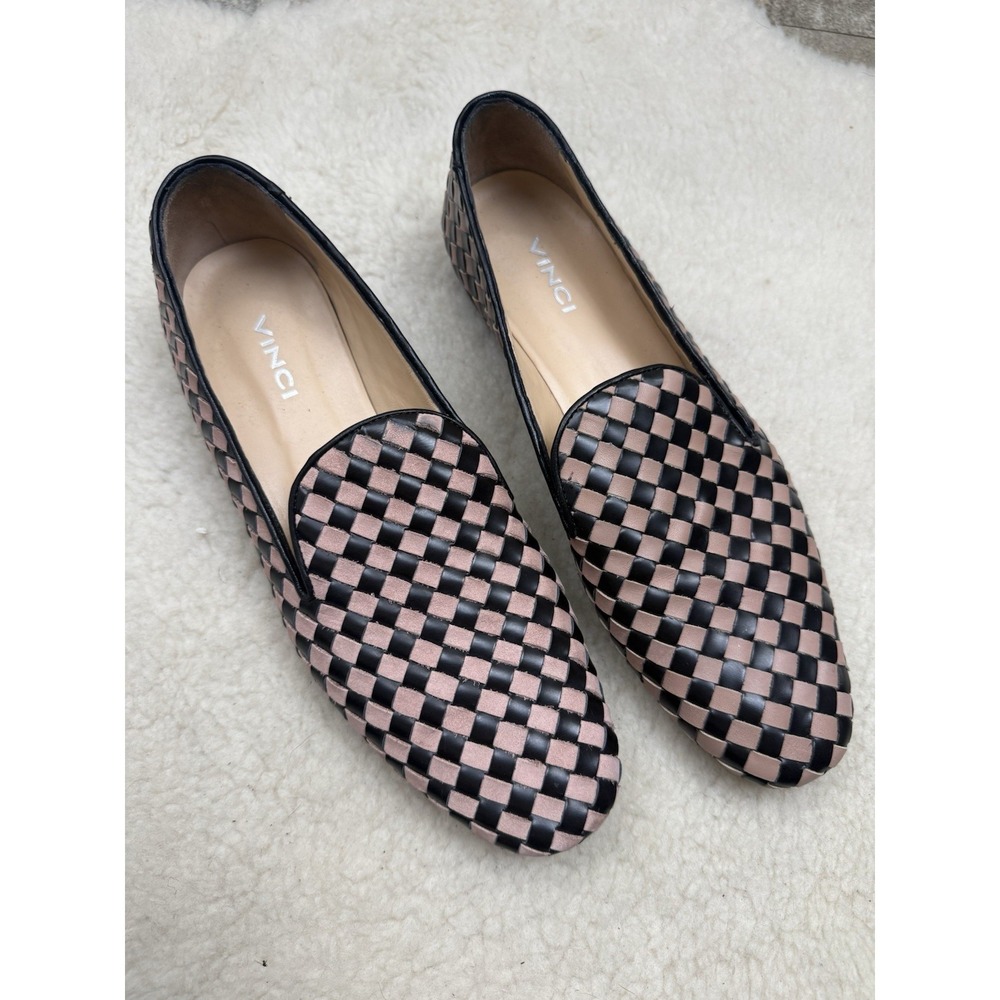 Vinci Leather Woven Loafers Checkered Slip On Preppy Colorblock Office Chic 41